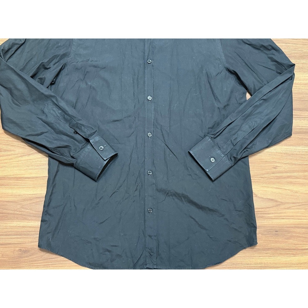 Burberry London Mens Tailored Fit Button Down Shirt Black Long Sleeve Sz 16-41 R - Picture 10 of 11